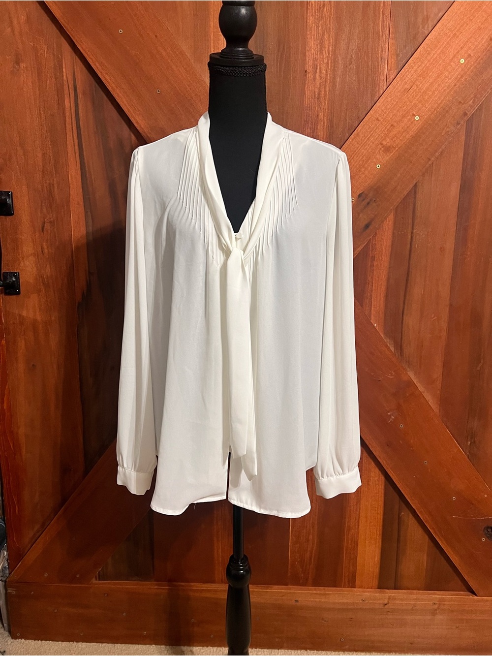 J. Crew Ivory Tie-Neck Button-Down Blouse